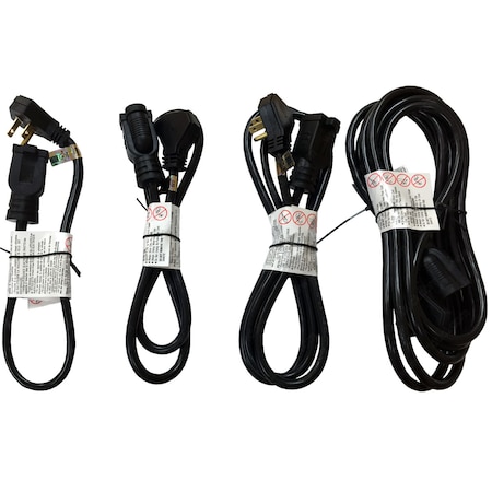 Electriduct Extension Cord, 16 AWG, Indoor, 16/3, 1 Outlets, Black, 1.5/3/5/10 ft PE-ED-FP-4PK-BK